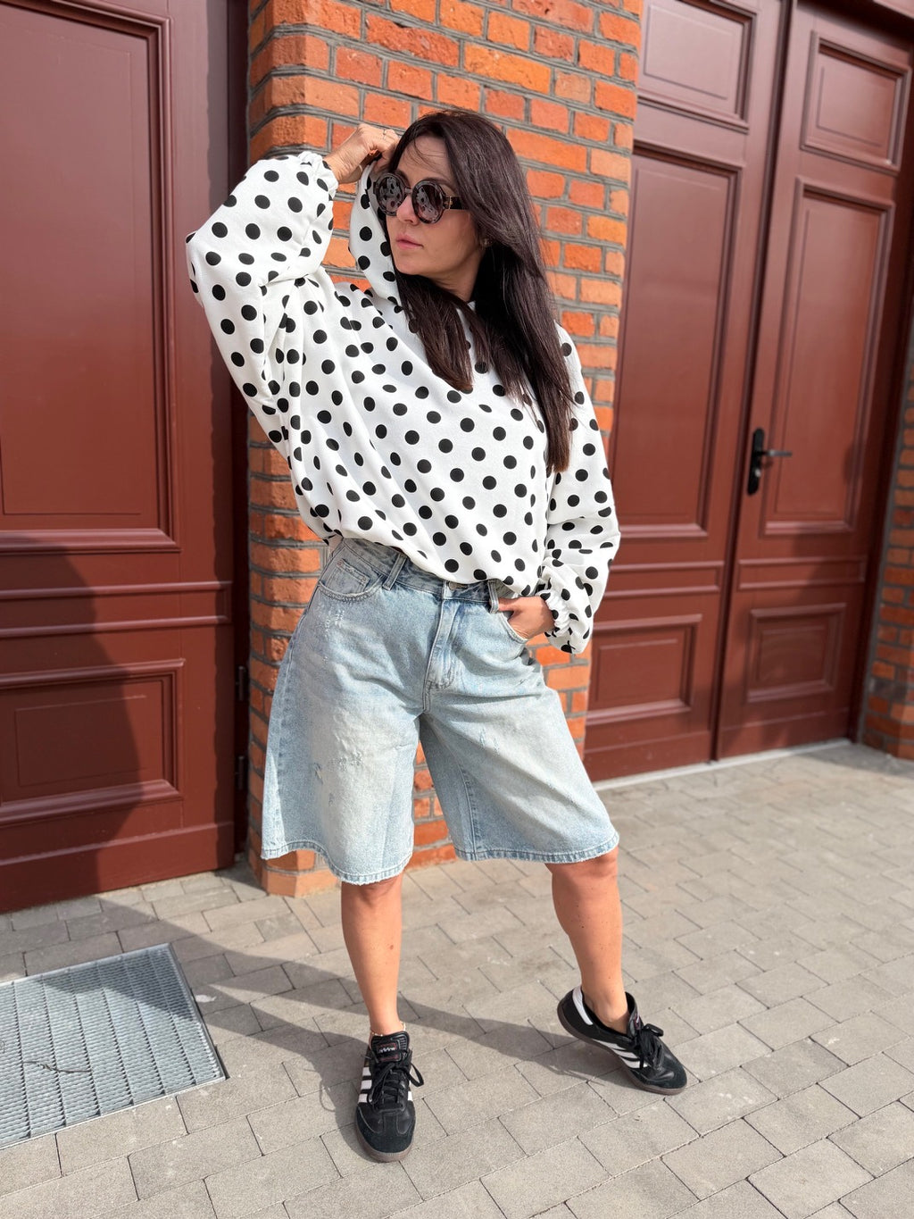 Bluza grochy kropki z kapturem 100 procent bawełna