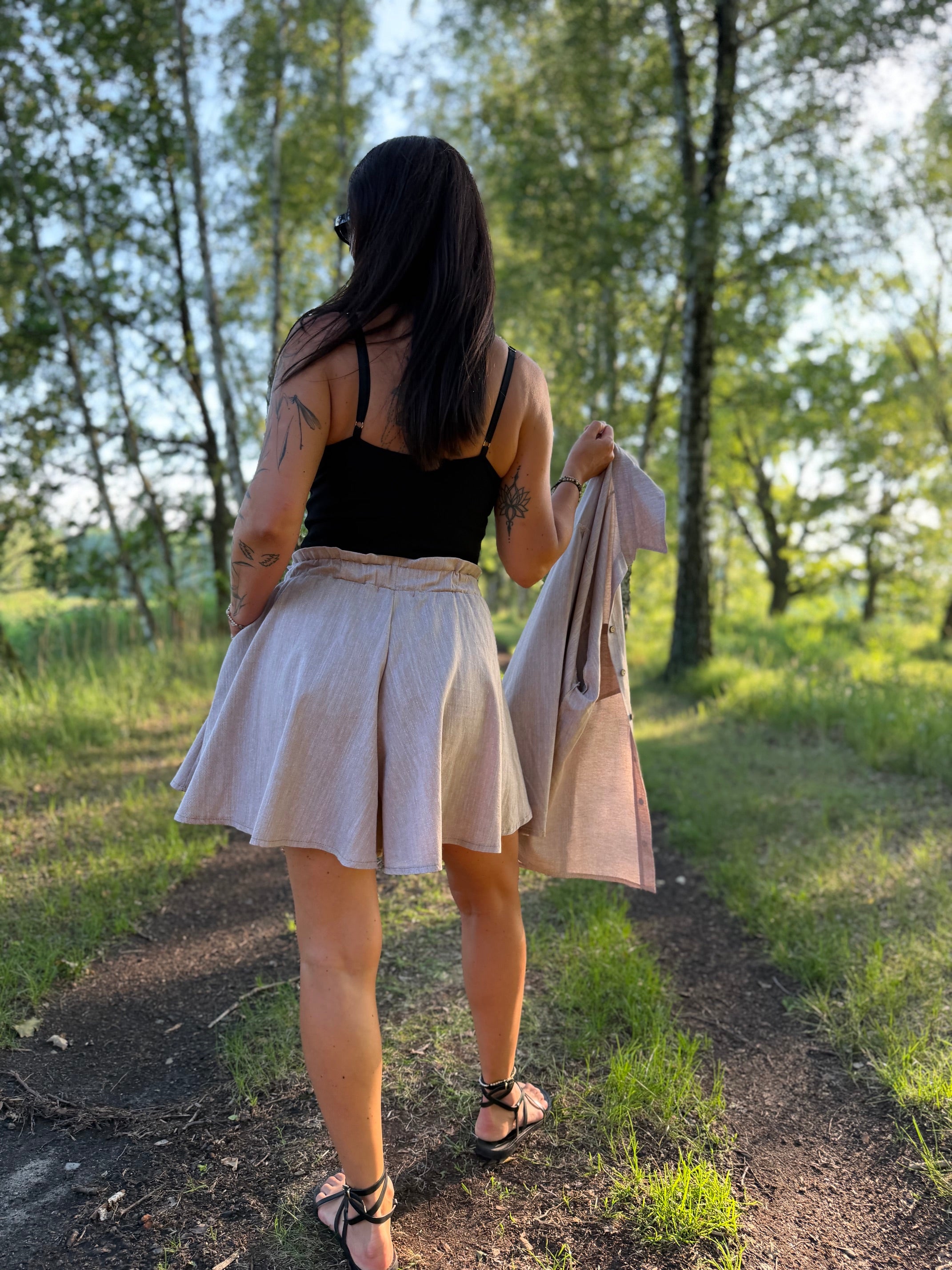 Komplet z bawełny i lnu koszula i spodenki