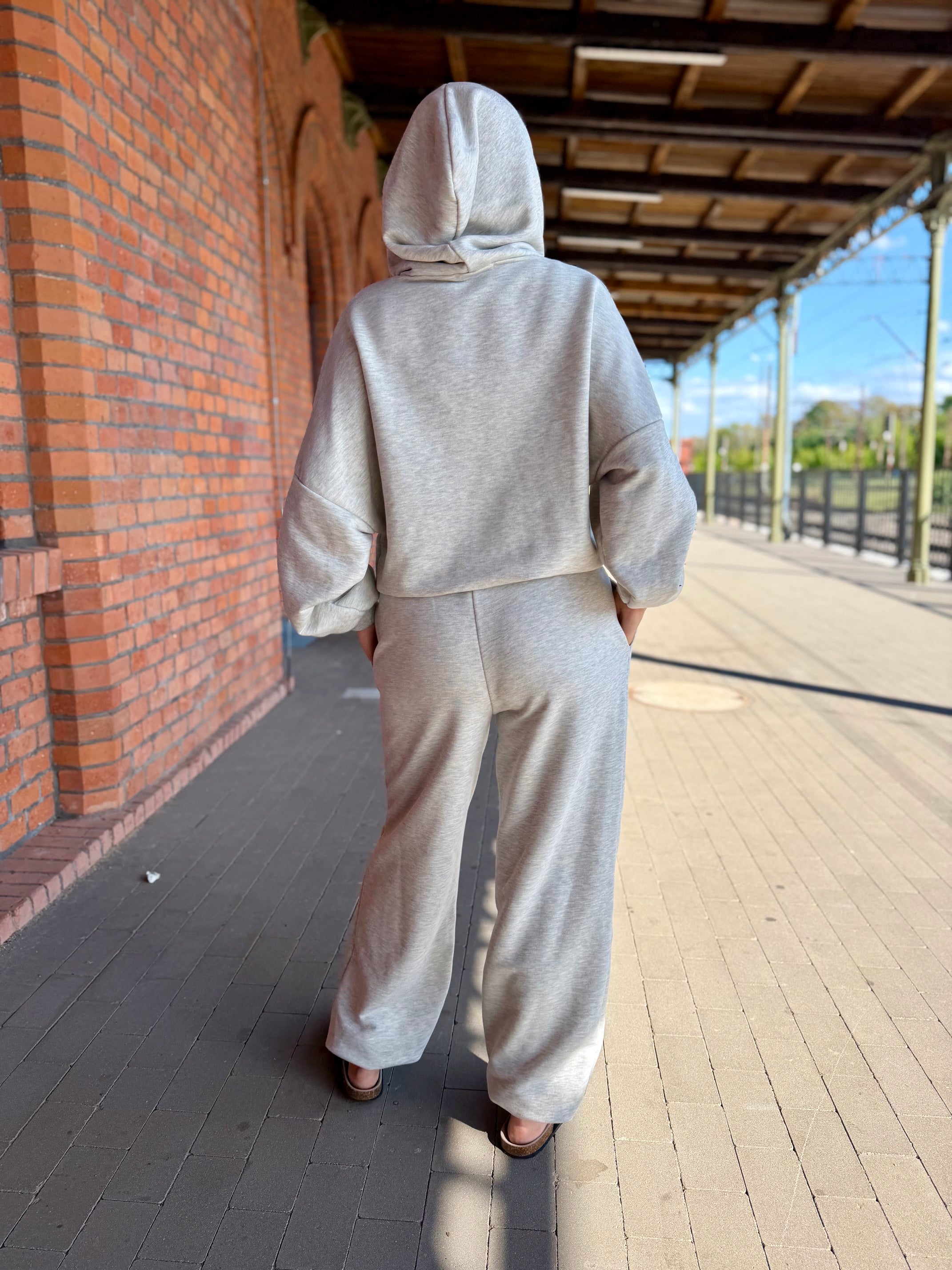 DRES DAMSKI ELEONORA 100% BAWEŁNA kolor szary kaptur
