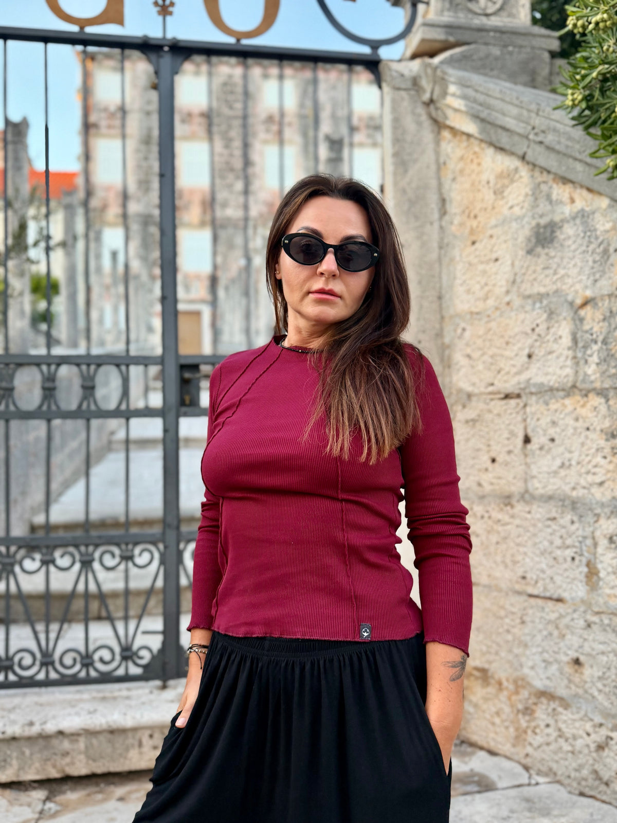 BLUZKA BAWEŁNIANA ANIELA z ozdobnymi przeszyciami