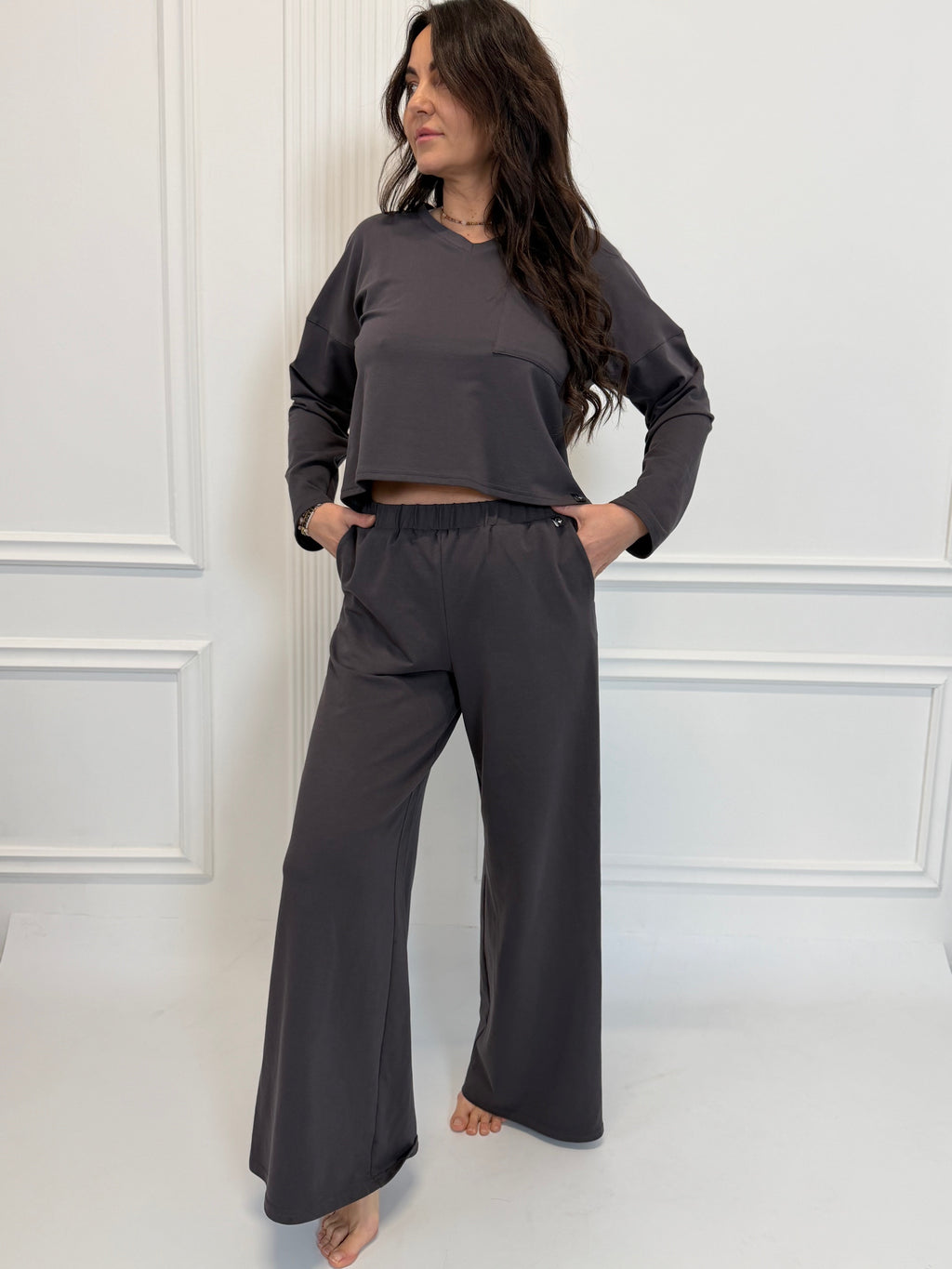 Dres OMIRA antracytowy 100% bawełna