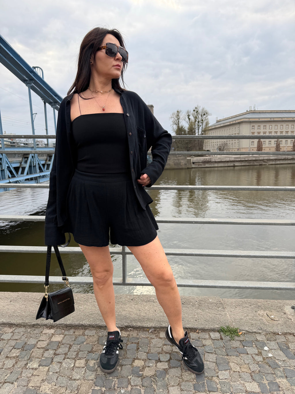 Komplet LANA & VESNA czarny muślin